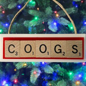 Coogs Christmas Ornament University Houston Scrabble HandCrafted Made in USA